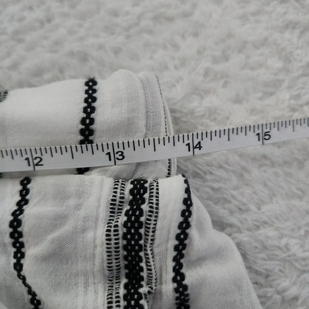 Blue Rain Womens Striped Wide Leg Cropped Pants Black White Linen Blend Medium‎ - Picture 5 of 8